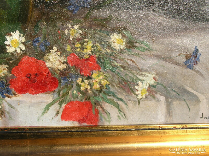 Lukácsy János (Cegléd,1884 - 1944)  - "Pipacsok!" -  virágcsendélet