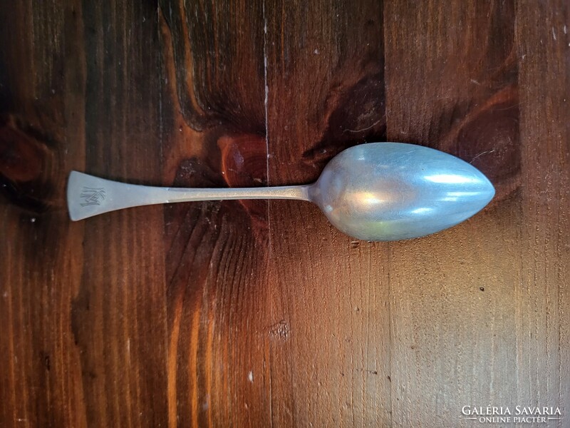 1 Piece of silver tea spoon with Diana mark, English style, 15 cm, km monogram