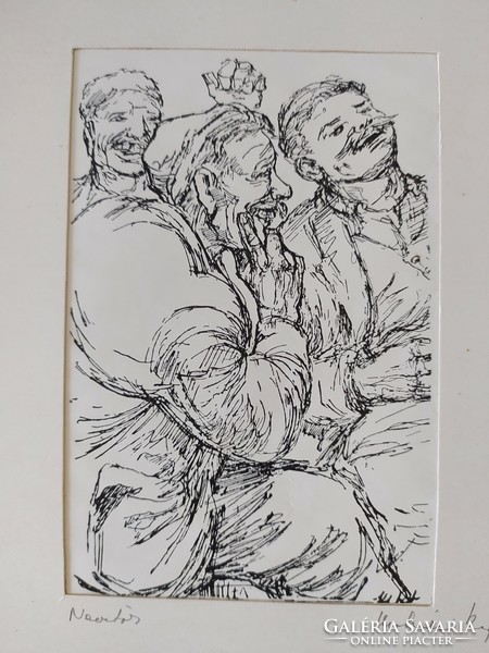 Ferenc of Mohács: laughter, original, marked 35 x 25 cm