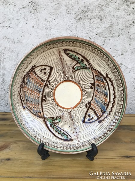 Giubega horezu decorative fish pattern wall plate and table decoration