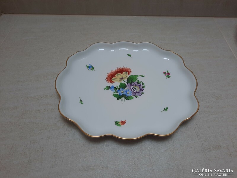 Herendi virágmintás porcelán süteményes kínáló tál