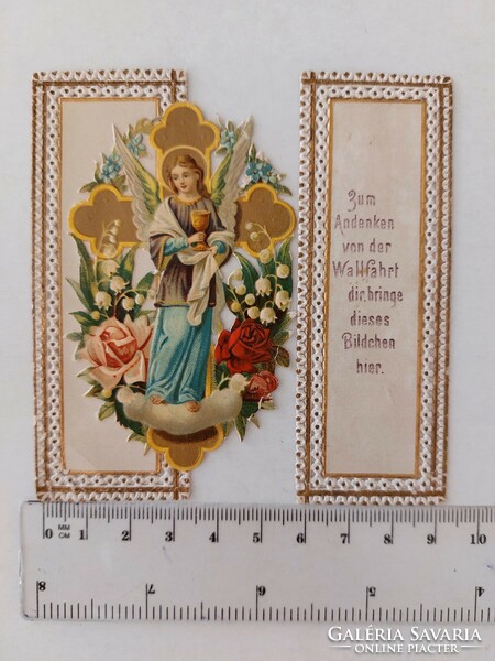 Old small holy picture angels embossed prayer picture with lace edge 2 pcs