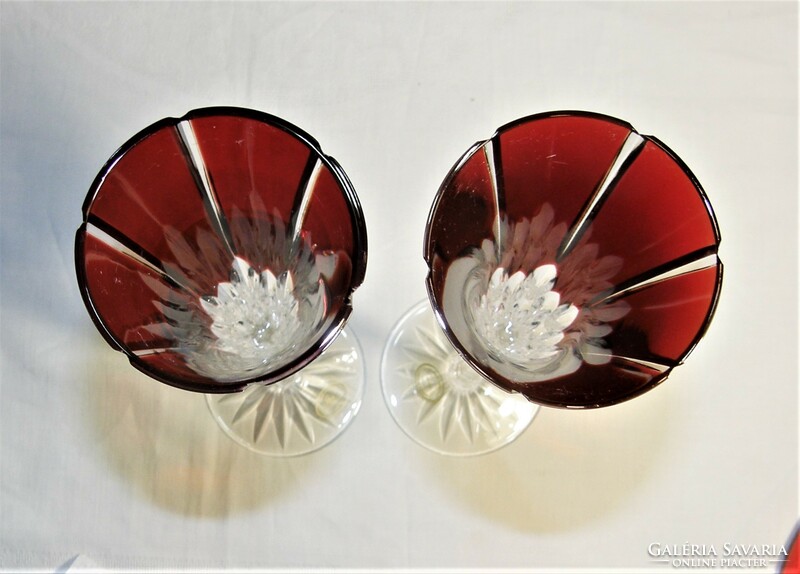 Ajka crystal - ruby red castille 24% pbo champagne glasses set of 8