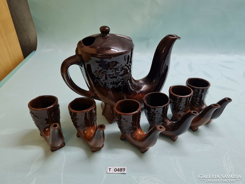 T0489 retro ceramic Bulgarian drinking set 26x21 and 11x9 cm