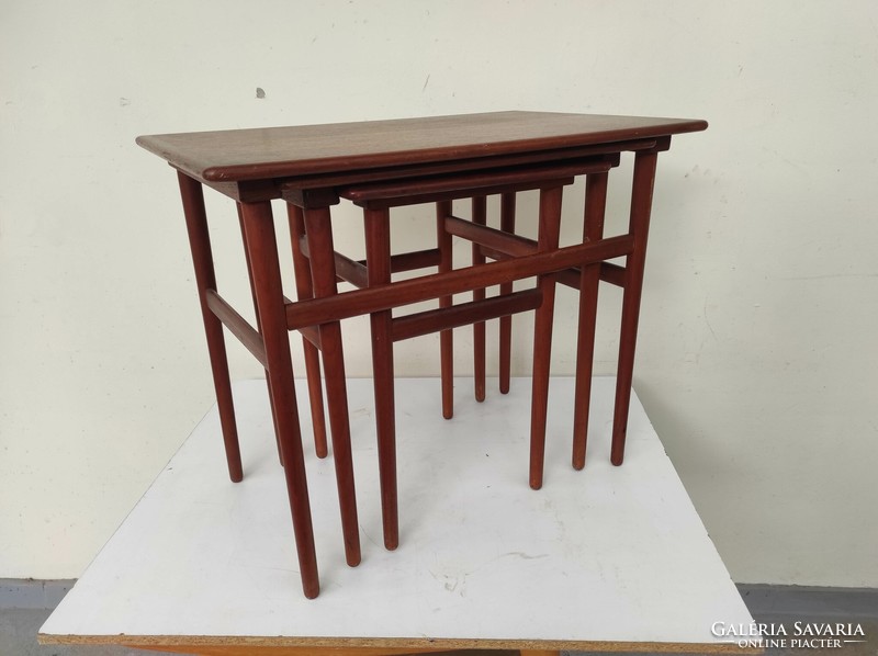 Antik bútor 3 darab keményfa asztalsor összetolható kis asztal 623 6571