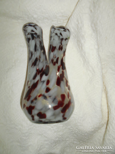 The Czech glass vase has two mouths, the material is two-colored - unpainted 18 cm