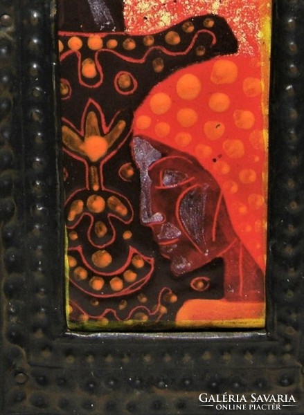 Fire enamel mural - in a special bronze plate covered frame