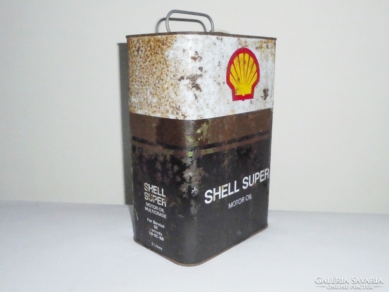 Retro Shell Super olajos kanna - Autó kocsi motor olaj oil benzin benzinkút reklám - 1970-es évek