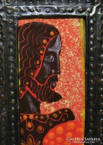 Tűzzománc Falikép - Különleges bronz lemez boritású keretben