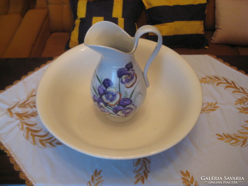 Zsolnay , porcelán-majolika  , nagyméretű  mosdó tál ,  makulátlan  állapotban     50  cm