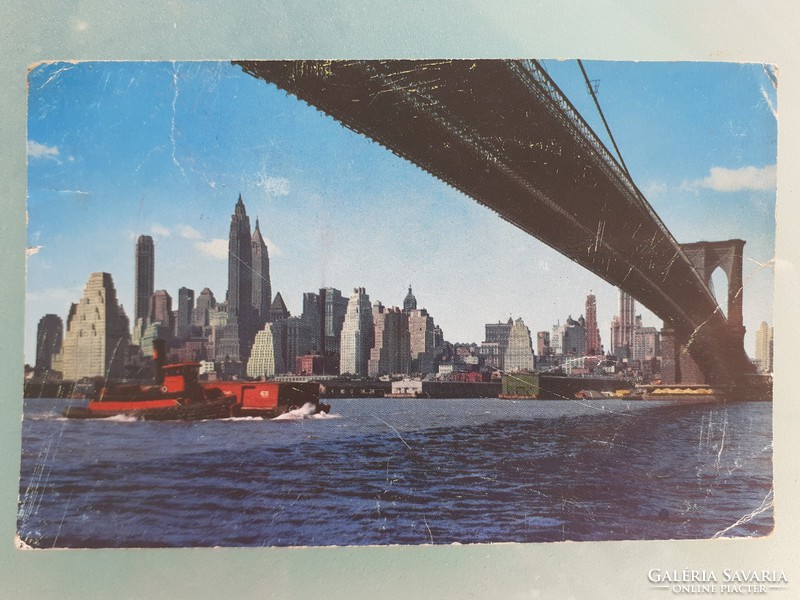Régi képeslap 1959 Brooklyn Bridge híd fotó levelezőlap