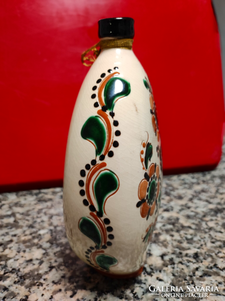 Tiszafüred ceramic bottle marked Imre Szűcs