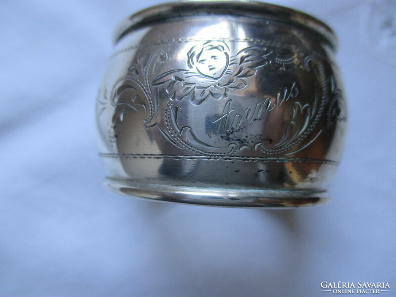 Silver angel napkin ring with engraved decoration