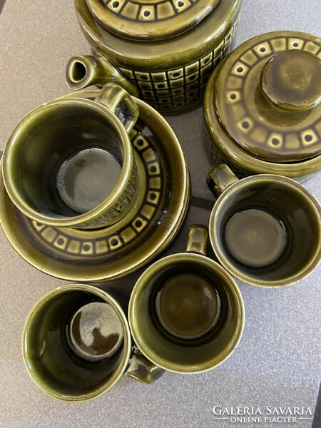 Beautiful mocha set: pourer, container, cups + saucers zahajszky