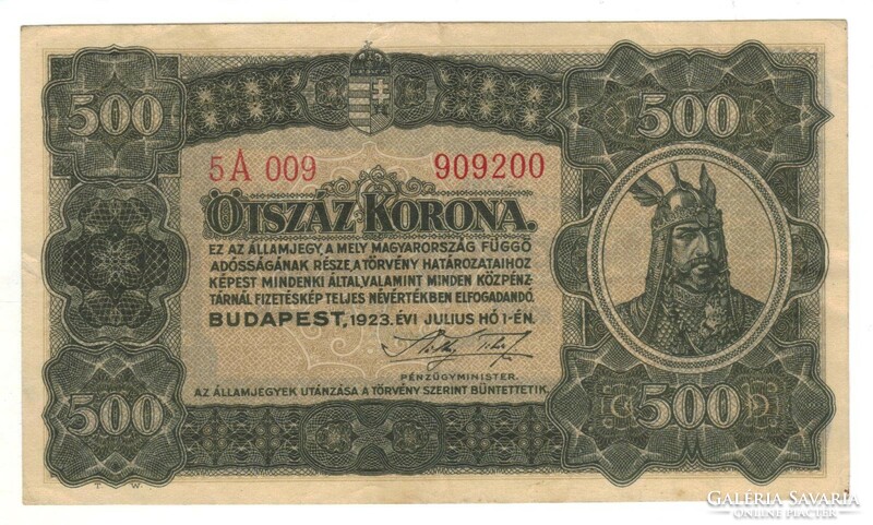 500 korona 1923 nyomdahely nélkül