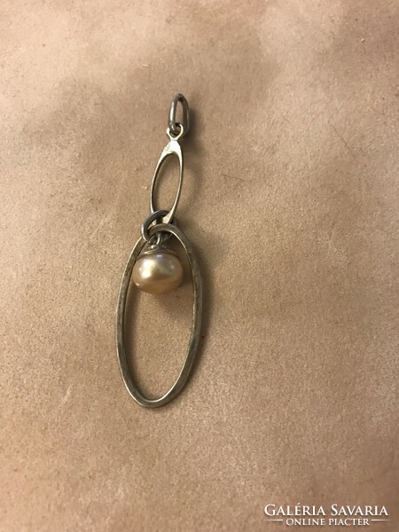 New! Silver jewellery! Cultured pearl pendant! 925 Signaled! Size: 6 cm long, custom made.