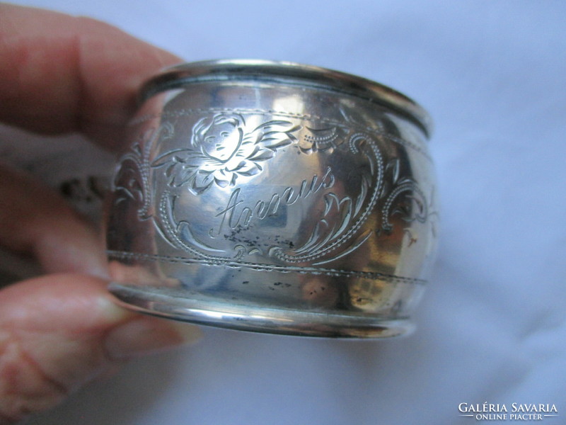 Silver angel napkin ring with engraved decoration