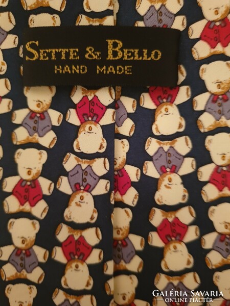 Sette & Bello Teddy baer / Teddy mackó mintás selyem nyakkendő