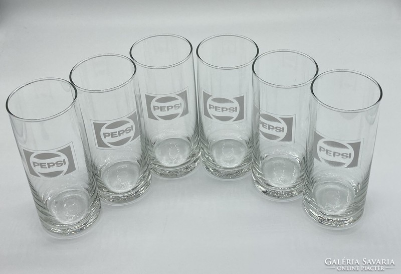 Retro pepsi glass set, tube glass, longdrink soda glass, in display case condition