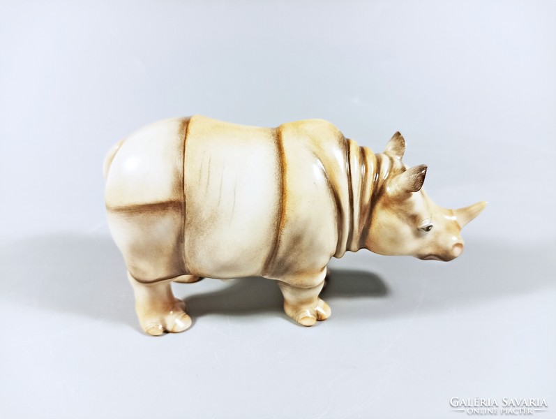 Herend gray rhino figure, hand-painted porcelain, flawless! (B124)