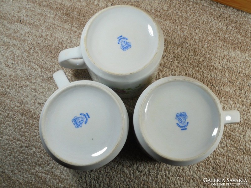 Old retro marked - lowland porcelain - flower mug cup - 3 pcs - approx. 1970s