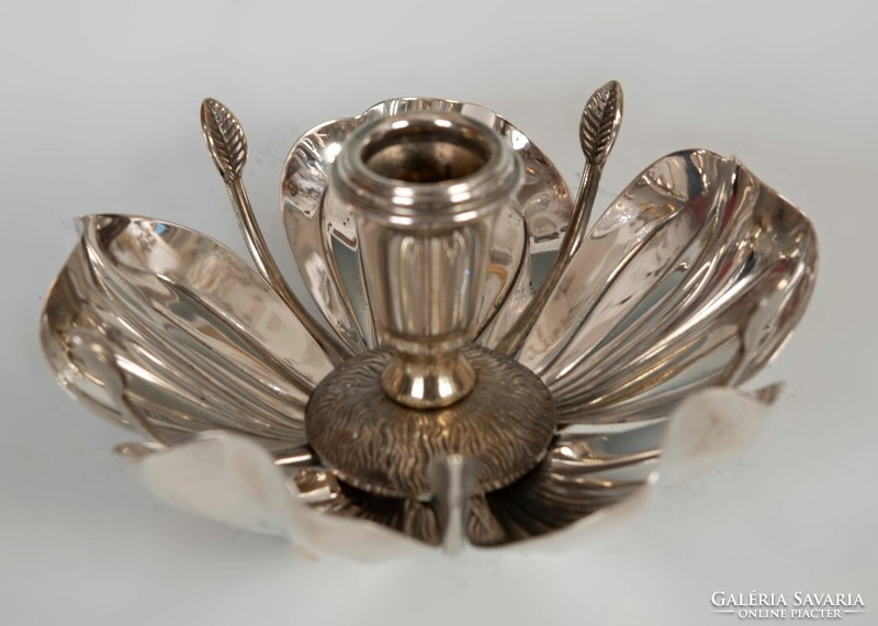 Silver lotus candle holder