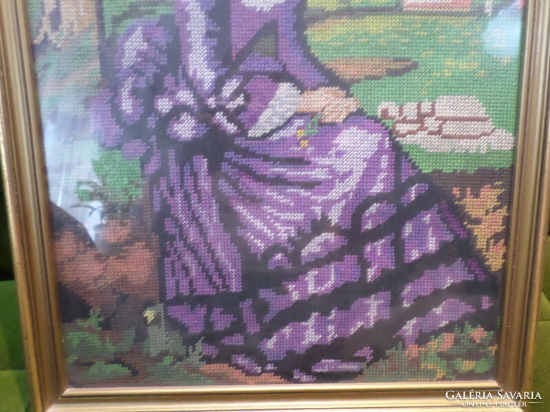 "A lila ruhás hölgy", gobelin kép,