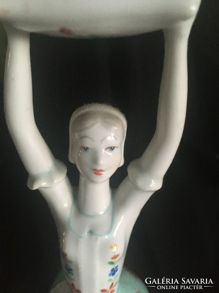 Hollóháza-matyó girl in national costume - porcelain statue