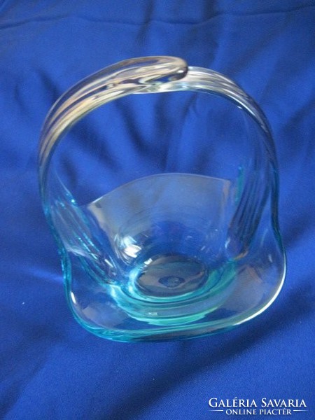 Retro üveg kosár asztalközép kínáló 20 x 14,5 cm