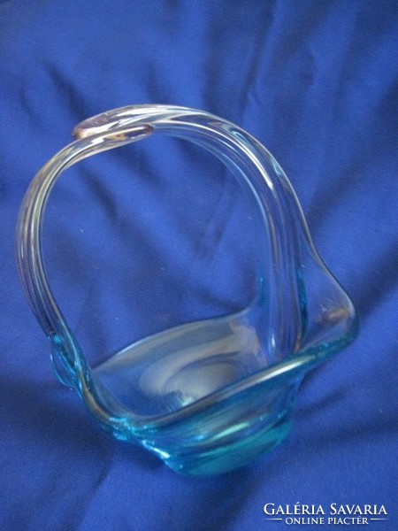 Retro üveg kosár asztalközép kínáló 20 x 14,5 cm