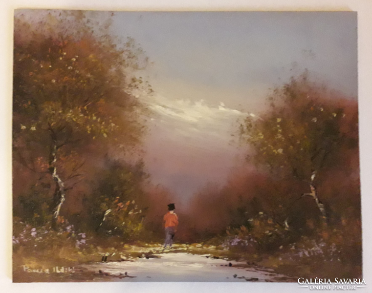 Pancza Ildikó festmény Erdő széli séta, 30 x 20 cm