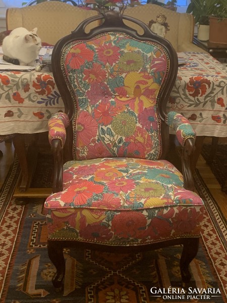 Original newly restored neo-baroque armchair