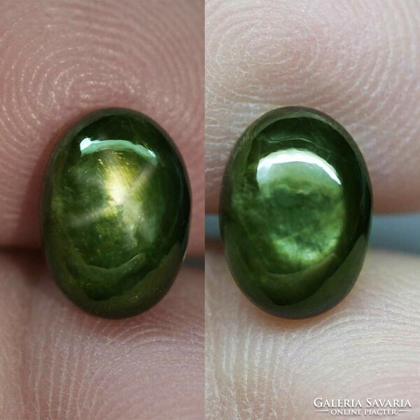 Rarity! 4.06 Ct. Unheated natural green star sapphire, oval cabochon