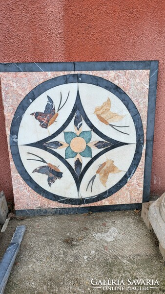 Pietra dura marble floor tile, floor ornament, floor decorative element, covering, antique building element