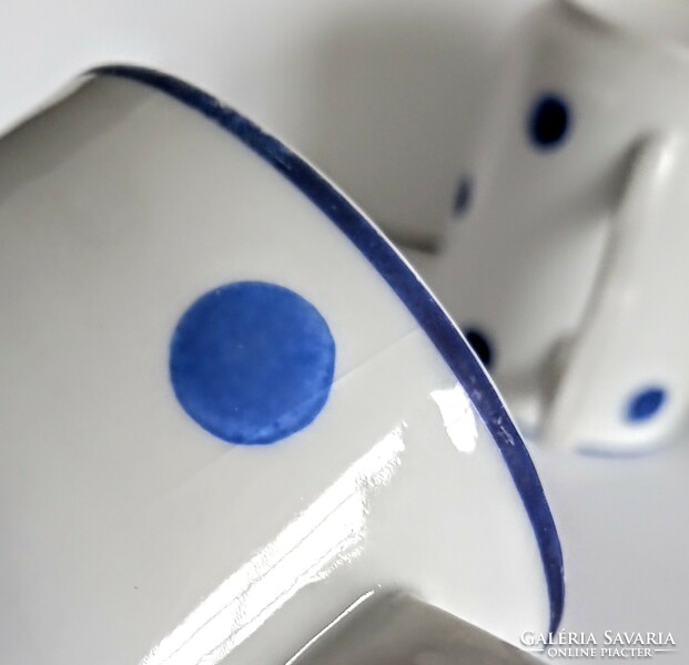 Zsolnay blue polka dot mug. 4 per piece
