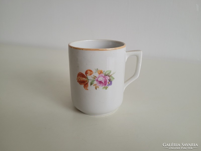 Old Zsolnay porcelain flower pattern mug with floral tea cup