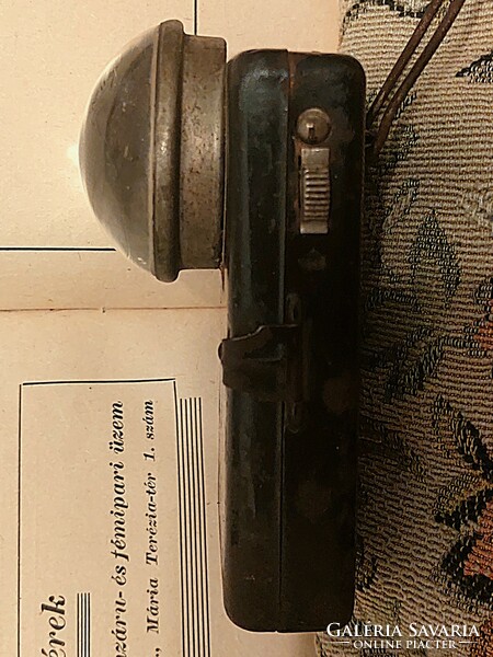 Antique railway flashlight with magnifying glass. In working condition.