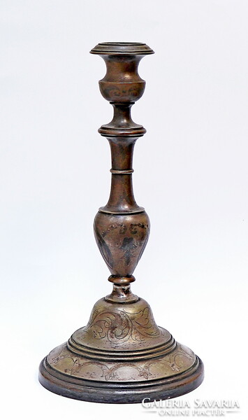 Antique copper candle holder, 36 cm