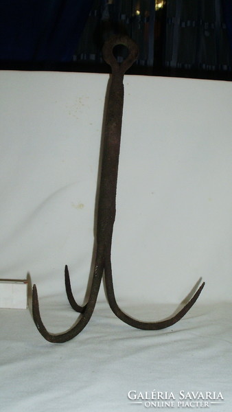 Antik kovácsoltvas horgony, vasmacska - 39 cm