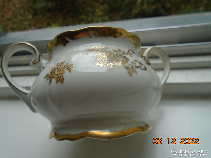 1949 Opulent hand-painted gold flower patterns Reichenbach German baroque sugar bowl
