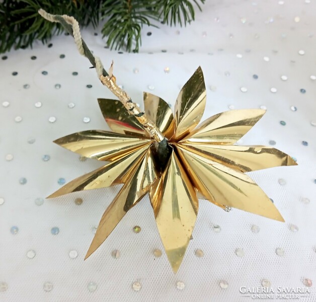 Retro foil and tapestry glass Christmas tree ornament star 12 cm