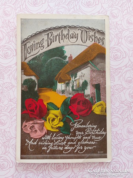 Old postcard 1949 inscription postcard rose