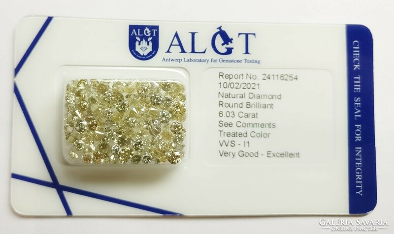 Természetes kerek gyémántok/ bizonyítvánnyal/ 129 darbos csomag/ 6.03ct