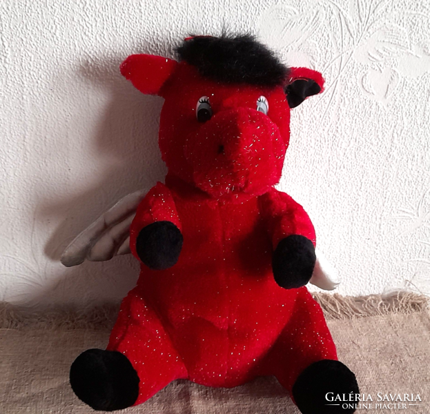 Red dragon-donkey plush figure 40 cm