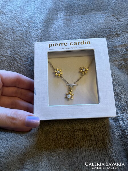 Original new pierre cardin jewelry set flower necklace earrings