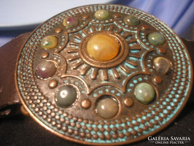 N10 bronze + gems ornate manuel fantoni collection numbered strap 110 cm with buckle 8.5 Cm large