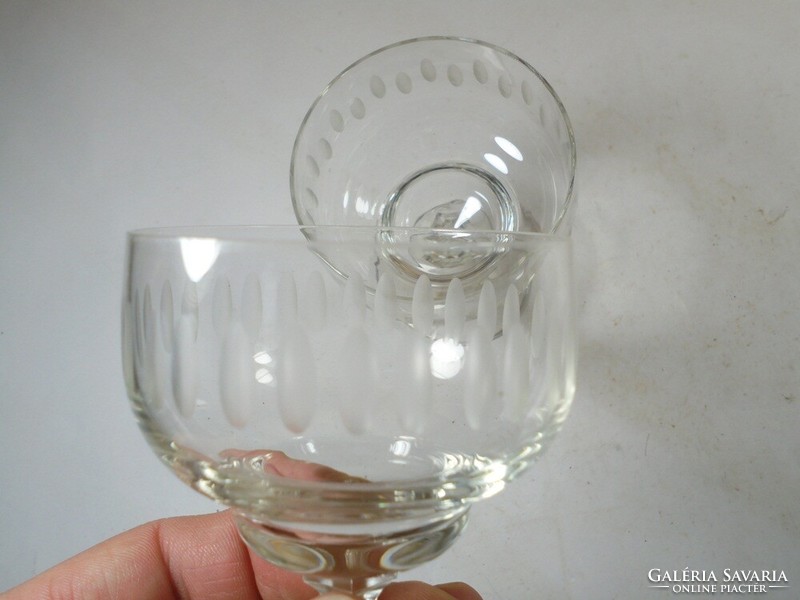 Retro old glass stemmed glass - liquor liqueur short drink alcohol glass set - 2 pcs