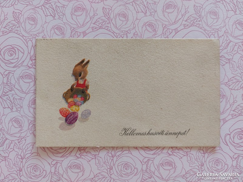 Régi húsvéti mini képeslap nyuszis levelezőlap üdvözlőkártya