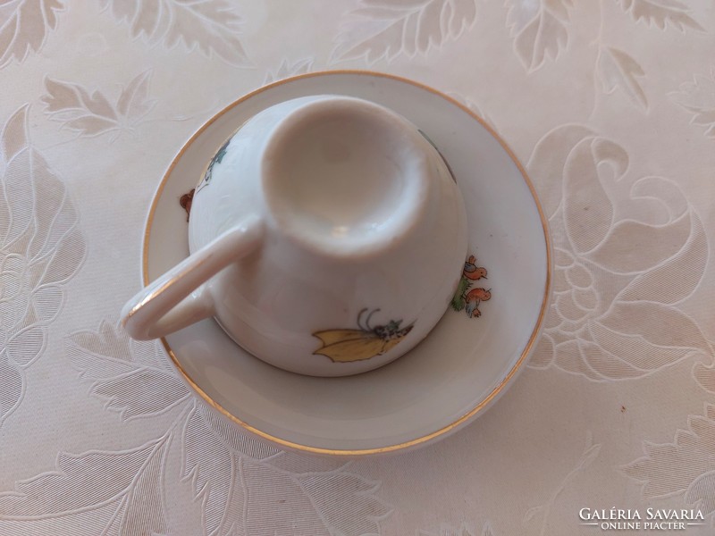 Régi játék porcelán kávés csésze tejkiöntő mini babakonyha kellék
