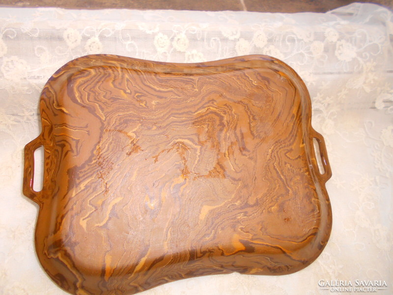 Thick glass tray with marble pattern